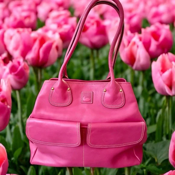 Dooney & Bourke Florentine Leather Pocket Shopper Tote W/ Double Front Pockets - Picture 5 of 16